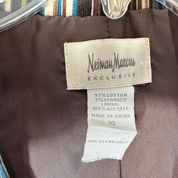 Vtg Neiman Marcus Women's Sz 10 Velour Striped Blazer Jacket Academic Y2K - Picture 10 of 12